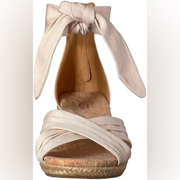 UGG - NWOB - Traci Ankle Espadrille Wedge Sandal - Size: 9 - Natural Canvas - Picture 1 of 8
